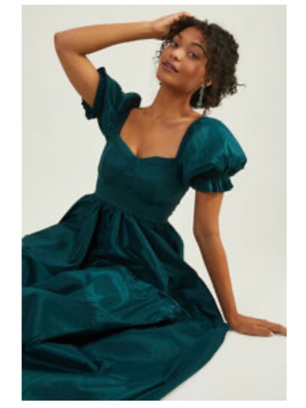 Altar'd State Emerald Puff-Sleeve Maxi Dress - Picture 2 of 3